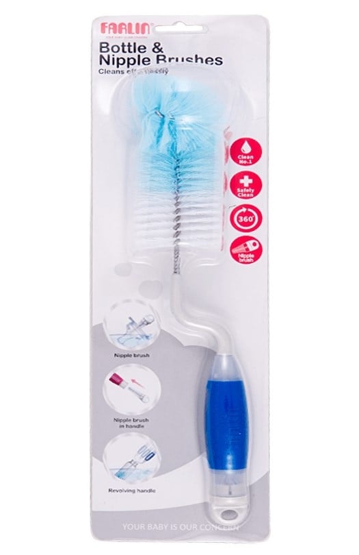 Farlin Bottle & Nipple Brush BF263 Baby Bottle Cleaning Brush
