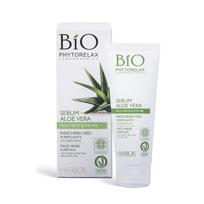 PHYTORELAX Sebum Purify Purifying Face Mask with Organic Aloe Vera and Green Clay, 75 ml