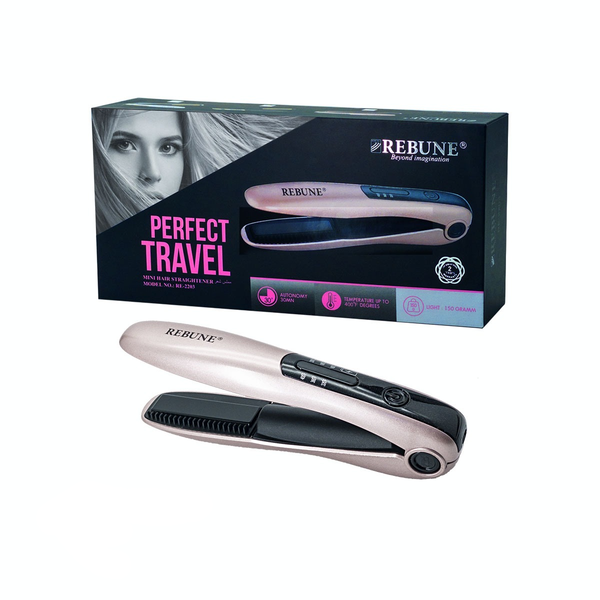 Rebune RE-2203 Cordless Ceramic Hair Straightener, USB Rechargeable, Pink