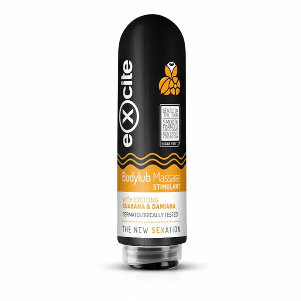 Excite Body Lub Massage Gel, Water-Based Massage Lubricating Gel with Damiana and Guarana Extracts