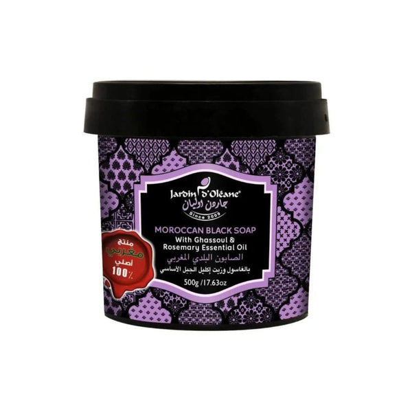 Jardin d'Oleane Moroccan Black Soap Ghassoul Rosemary Essential Oil 500 g