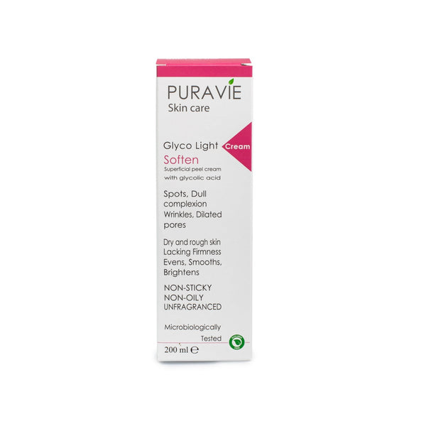 Puravie Glyco Light Cream Exfoliating Hydrating Cream Glycolic Acid 200 ml
