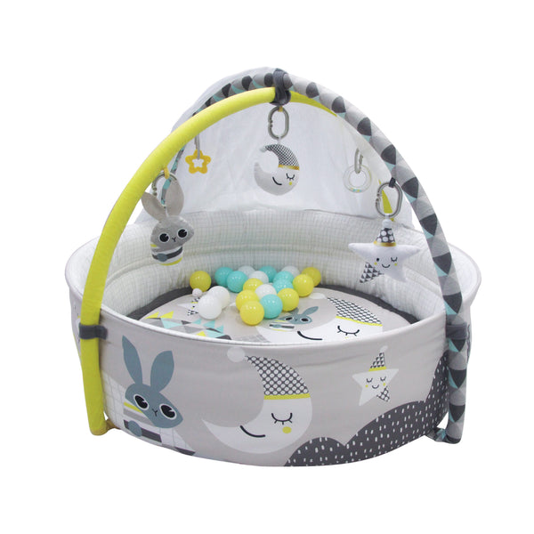 Moon Perky Playmat Activity Gym with Mosquito Net, 20 Balls, Detachable Toys, 98 cm
