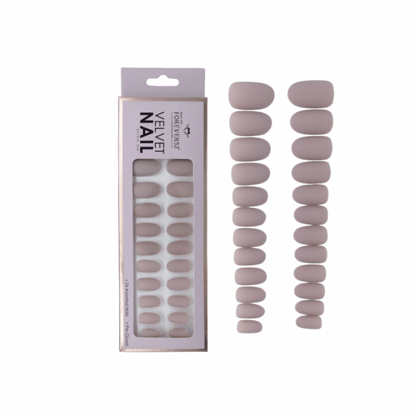 Forever 52 Velvet Artificial Nails Matte Effect Self-Adhesive KFN009 24-Pack