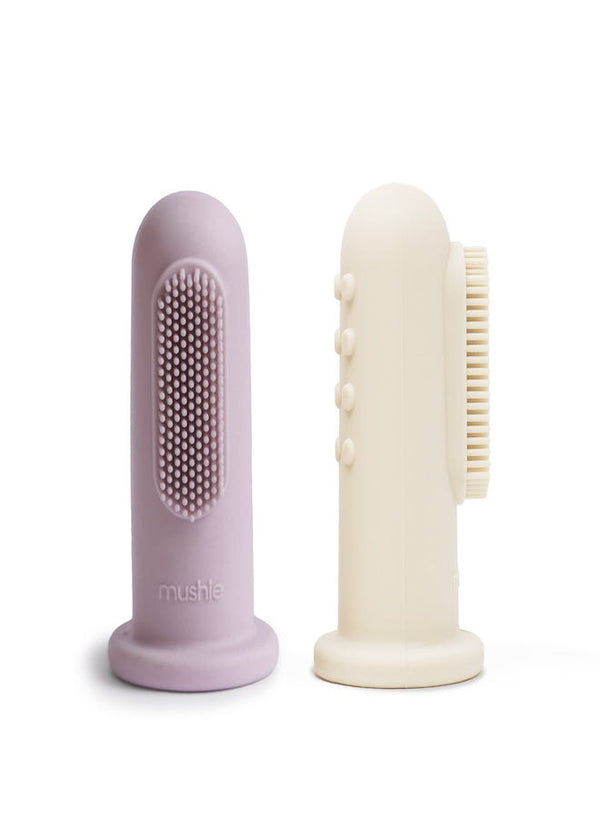 Mushie Finger Toothbrush Soft Silicone Lilac/Ivory for Babies and Toddlers
