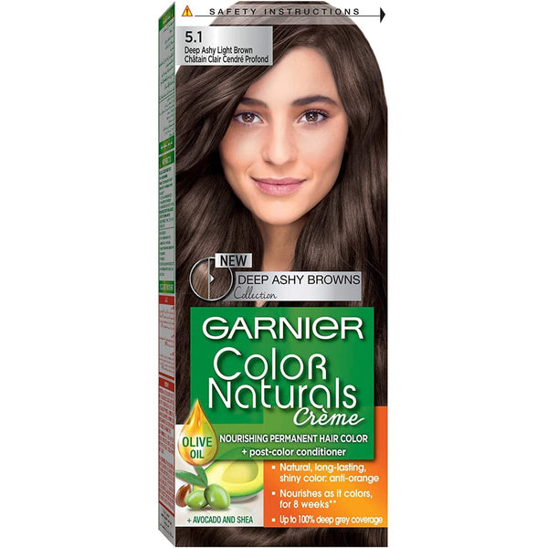 Garnier Hair Color Naturals Permanent Hair Color Olive Oil Avocado Karite 5.1 Light Ashy Brown