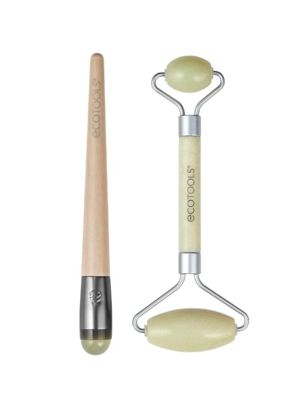 EcoTools Jade Facial Roller Dual-Sided Natural Stone Face and Eye Massage Tool