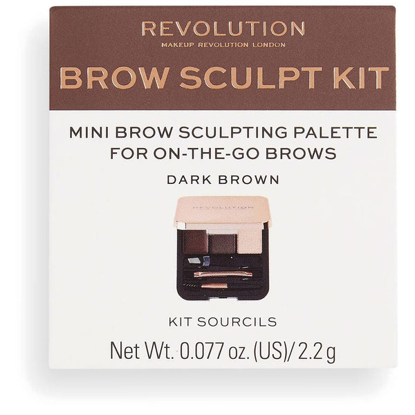 Makeup Revolution Brow Sculpt Kit 3-in-1 Brow Gel Powder Highlighter Dark