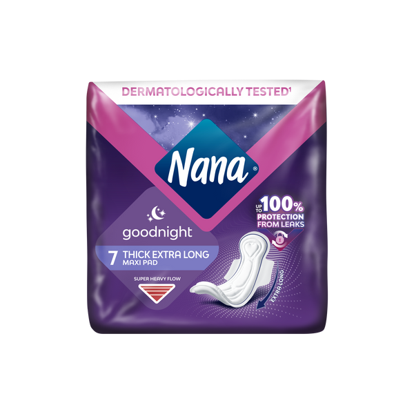 Nana Goodnight Maxi Extra Long Sanitary Pads Night Protection 7 Pieces