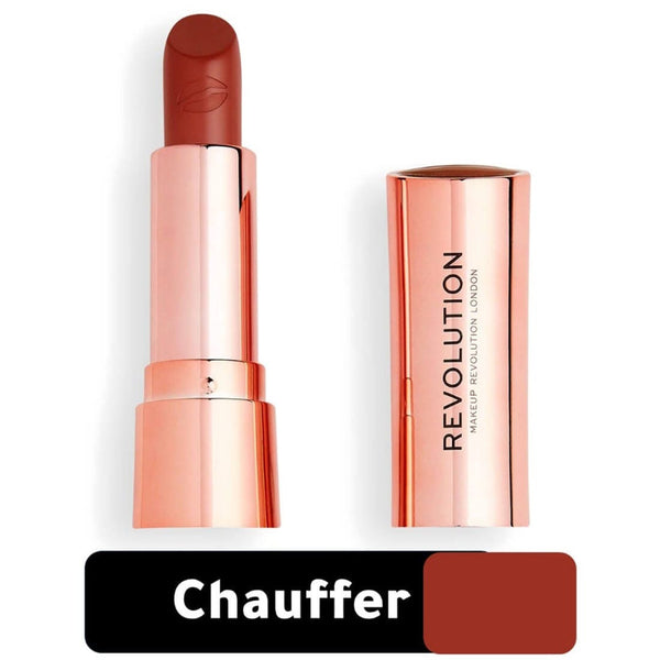 Makeup Revolution Satin Kiss Lipstick Cream Finish Jojoba Oil Chauffeur Brown