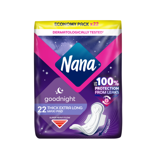Nana Good Night Maxi Extra Long Sanitary Pads, 22 Pieces
