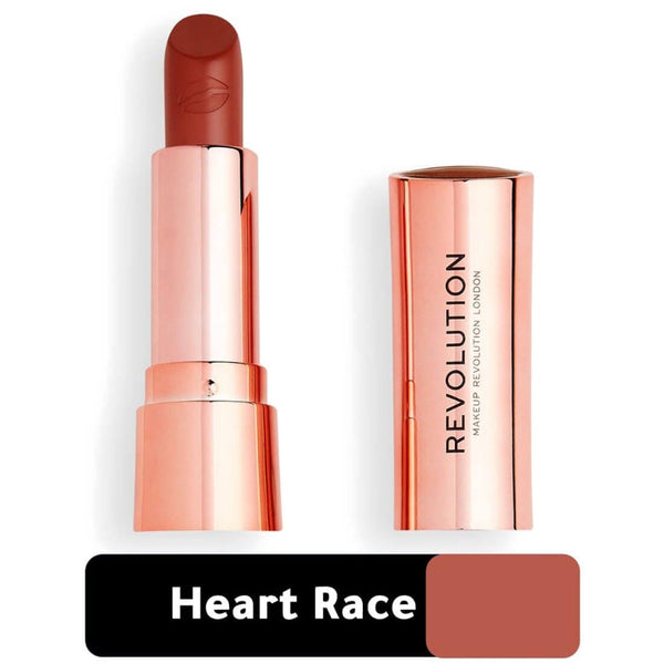 Makeup Revolution Satin Kiss Lipstick Cream Finish Jojoba Oil Heart Race Nude
