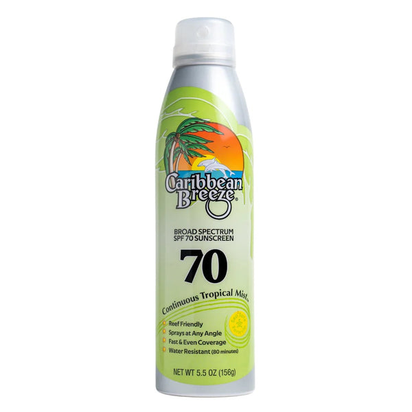 Caribbean Breeze Sunscreen Spray, Lightweight Water-Resistant Formula