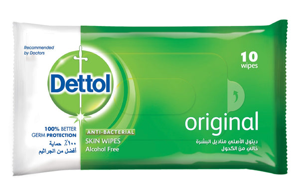 Dettol Original Pocket Wet Wipes Germ Protection Refreshing Scent 10 Wipes