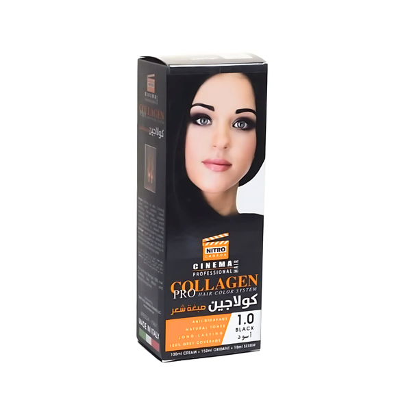 NITRO CANADA Collagen 1.0 Black Hair Dye with Developer and Serum, 260ml