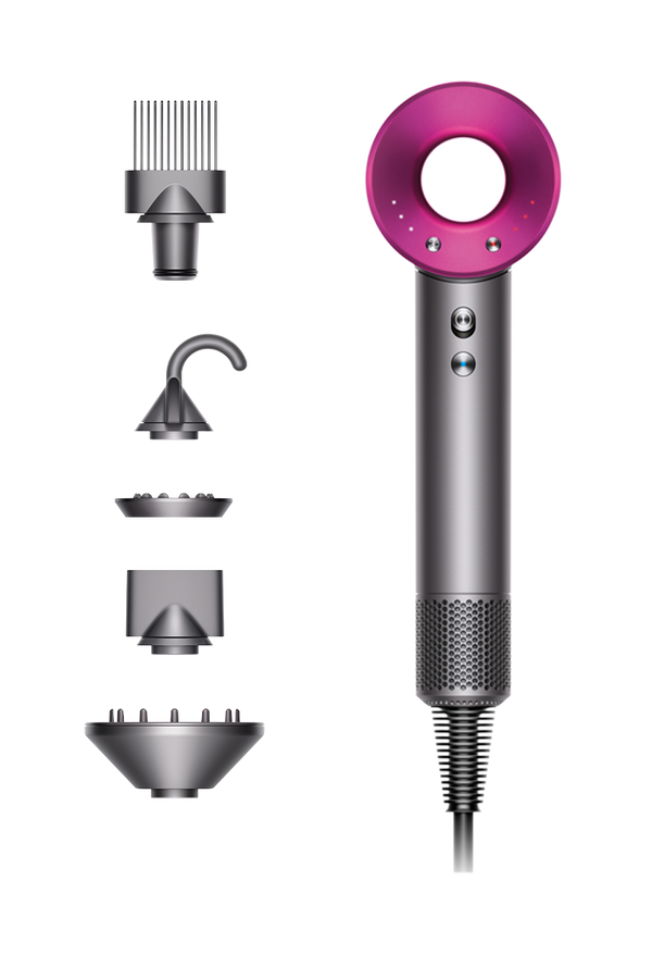 Dyson Supersonic Hair Dryer Fuchsia Nickel with Flyaway Attachment