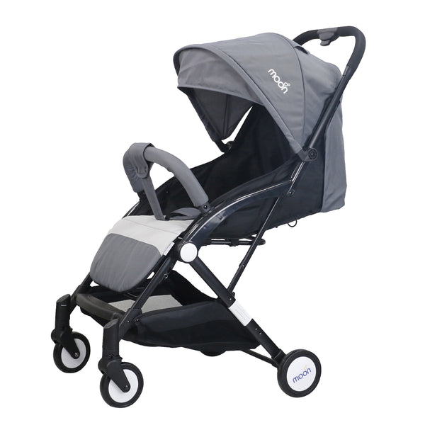 MOON Travel-Lite Cabin Stroller One-Hand Foldable Reclining Seat Mid Grey