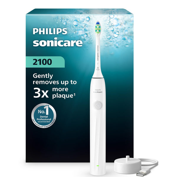 Philips Sonicare Series 2100 Electric Toothbrush Sonic Technology 2 Intensities White HX4021/01