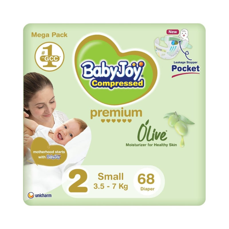 BabyJoy Olive Oil Moisturizing Diapers Size 2, 3.5-7 kg, 68 Diapers