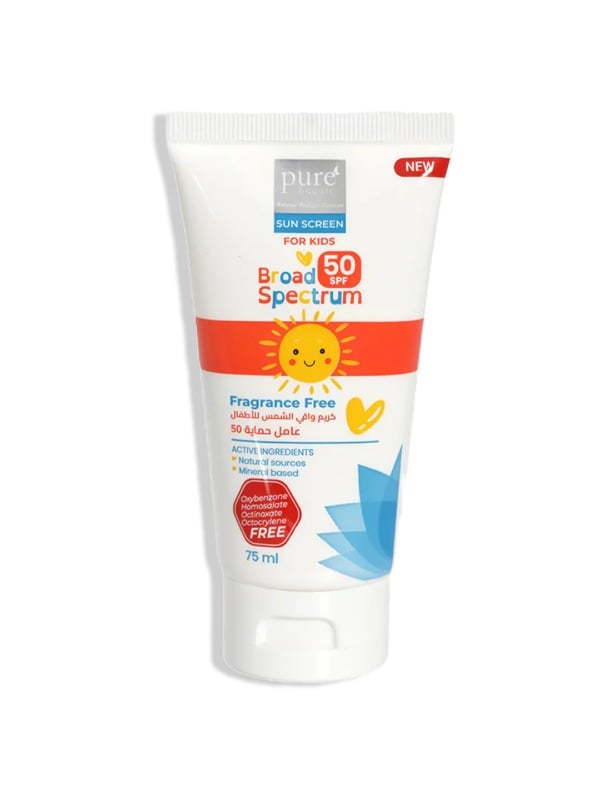 pure beauty Kids Sunscreen Cream SPF 50 UVA/UVB Water-Resistant Fragrance-Free 75 ml