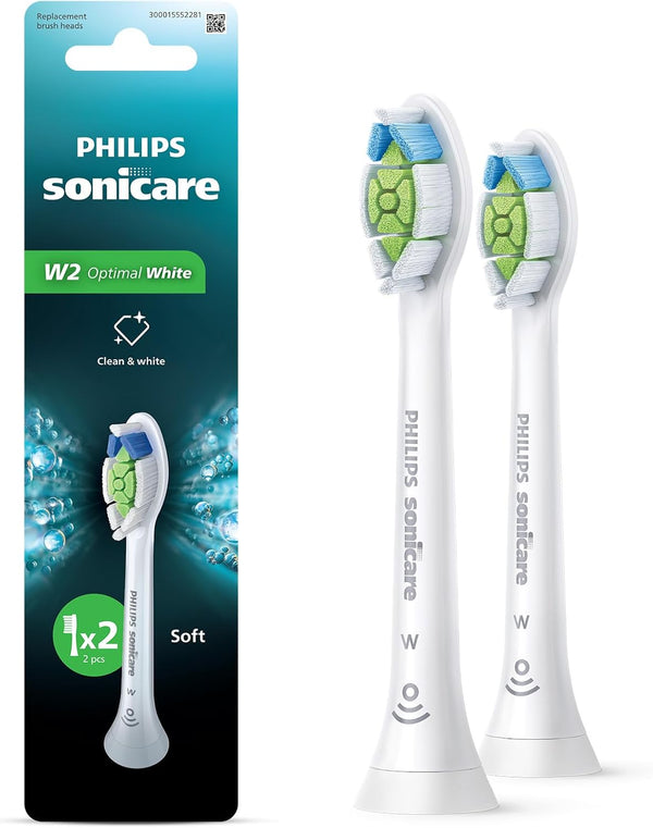 Philips Sonicare W2 Optimal White Medium Soft Sonic Toothbrush Heads, 2 Pack, HX6062/14