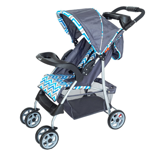 MOON Trek One-Hand Fold Stroller, Lightweight Travel Pram, Blue
