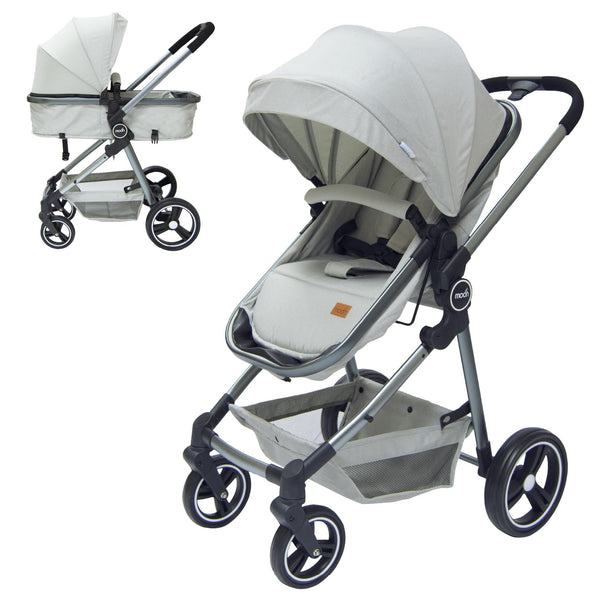 Moon Pro 2-in-1 Stroller Bassinet Convertible Reversible Recline Seat Grey