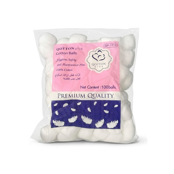 Qotton Plus Makeup Remover Cotton Balls Soft Absorbent 100 Balls