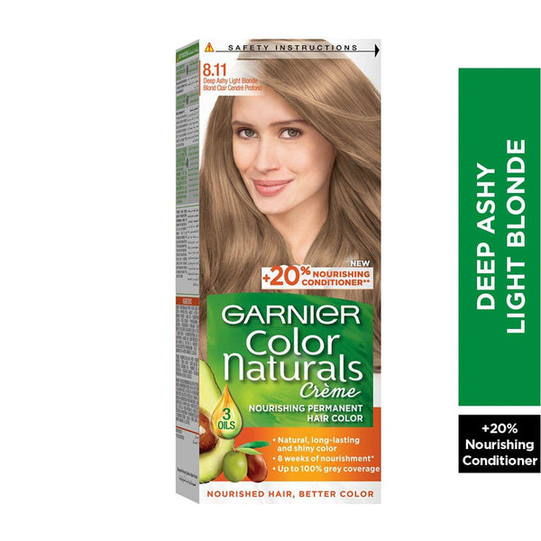 Garnier Hair Color Naturals Permanent Hair Color with Olive Oil, Avocado and Karite, 8.11 Deep Ashy Light Blonde