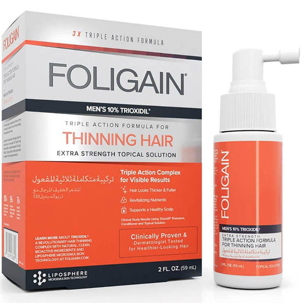 Foligain Triple Action Thinning Hair Treatment Liquid with 10% Trioxidil, 59ml