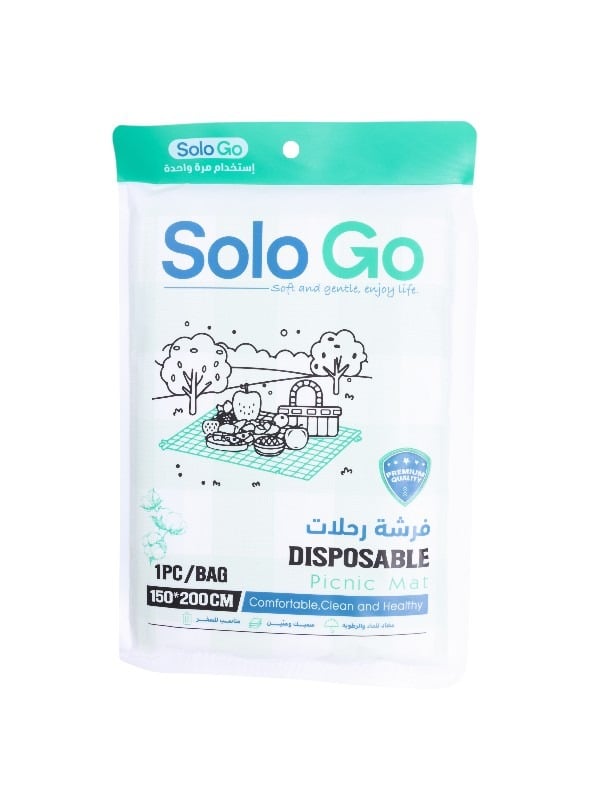 Solo Go Disposable Picnic Mat, Single-Use Outdoor Ground Cover, 150 200 cm, 1 Piece