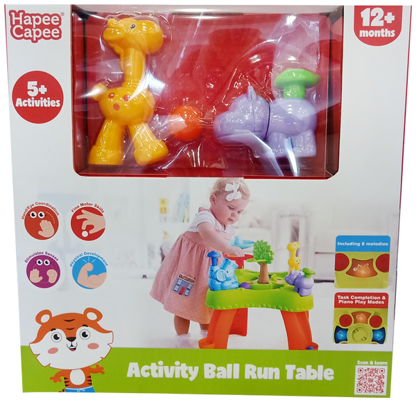 HapeeCapee Activity Ball Run Table with Music, Lights and 7 Balls