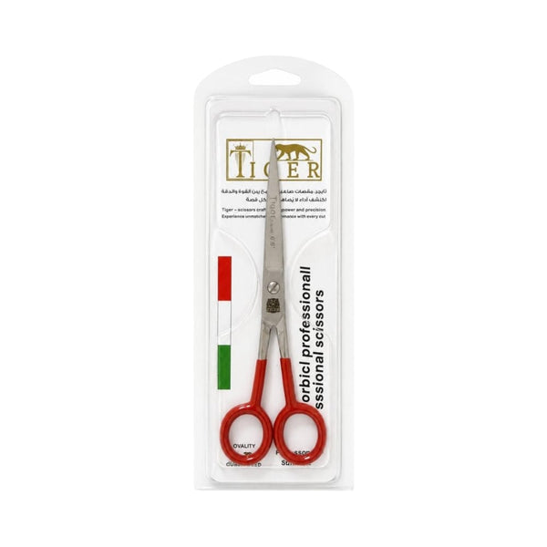 Tiger Laser Professional Hair Cutting Scissors Steel Laser-Sharpened Red Handle 6.5-Inch
