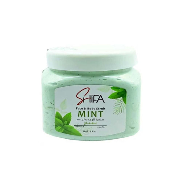 Shifa Face and Body Scrub with Mint Extract and Vitamin E, 500 ml