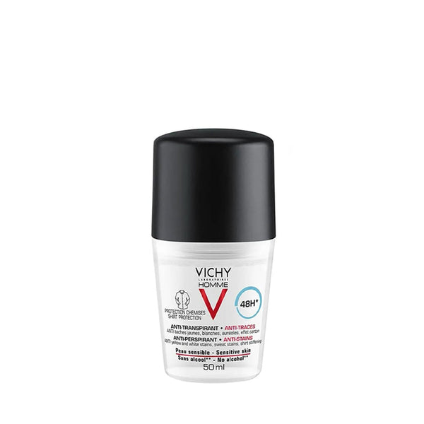 Vichy Homme Men's Roll-On Deodorant 48-Hour Sweat Protection 50ml