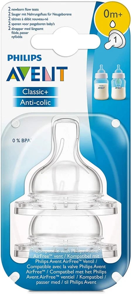 Avent Classic+ Baby Bottle Nipples, Anti-Colic Design, Balanced Flow