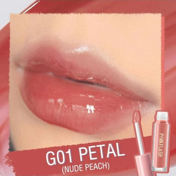 Pink Flash G01 Peach Nude Long-Lasting Glossy Lip Gloss
