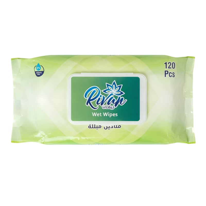 Rivan Aloe Vera Cleansing Wet Wipes, Alcohol-Free, 120 Wipes