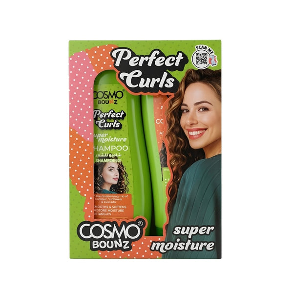 Cosmo Bounce Perfect Curls Shampoo and Conditioner Set Ultra Hydrating Coconut Avocado Sunflower Oils 2 x 400ml