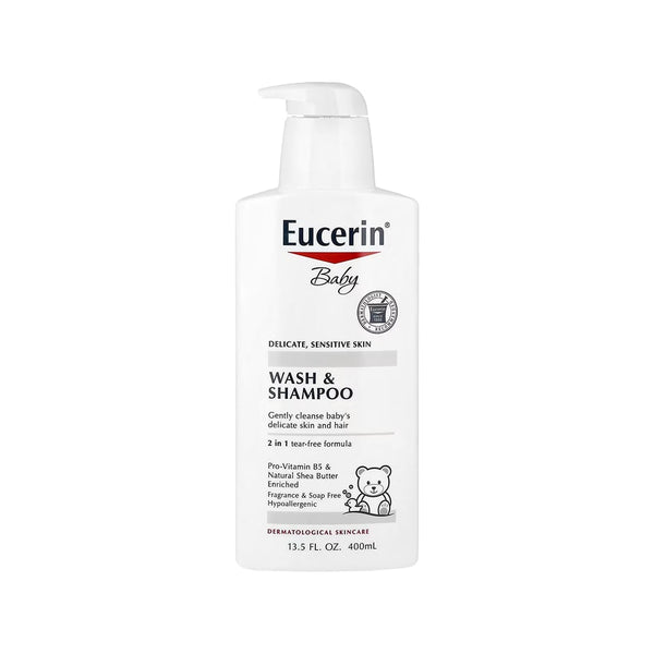 Eucerin Baby Wash & Shampoo 2-in-1 Fragrance-Free Soap-Free Pro-Vitamin B5 and Shea Butter 400 ml