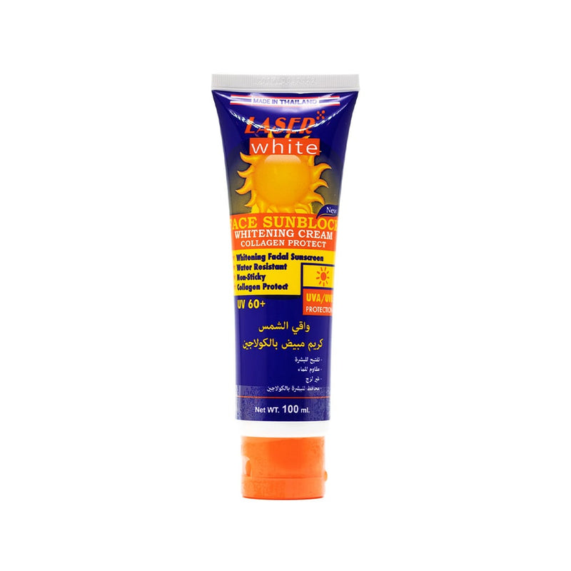 Laser White Whitening Face Sunblock Cream with Collagen, UV60+ UVA/UVB, 100 ml