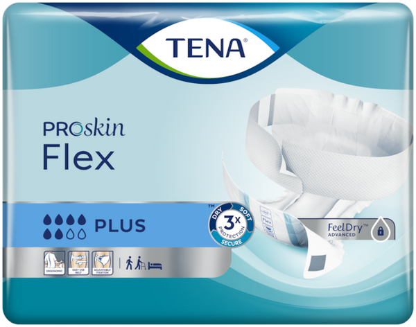 TENA Flex Plus Belted Adult Diapers Large, Fast Absorption, 30 Pieces