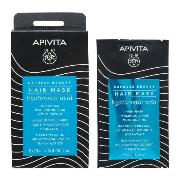 APIVITA Express Beauty Hyaluronic Acid Moisturising Hair Mask 6 x 20ml