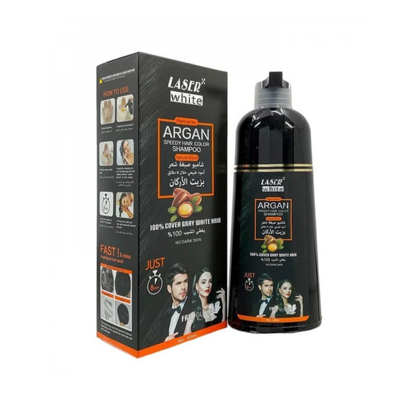 Laser White Argan Oil Dye Shampoo Natural Black 420 ml