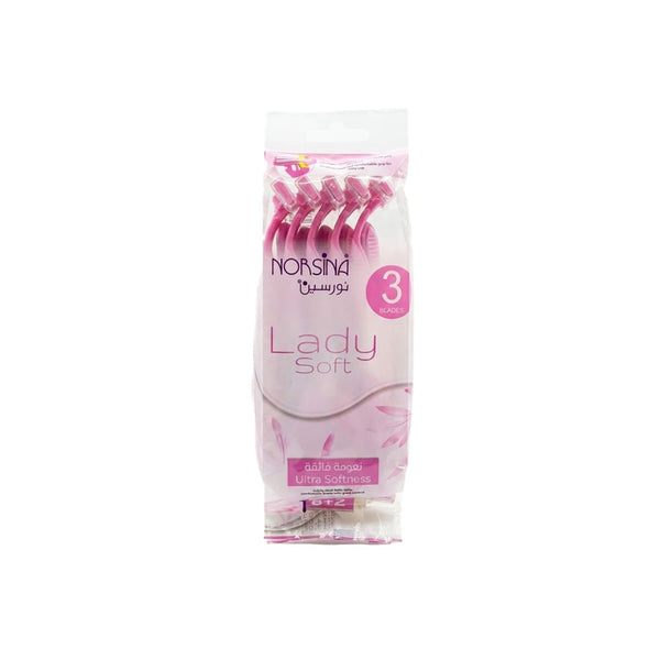 Norsina Ladysoft Women's Razor 3-Blade Disposable Razors, Pink, 10-Pack