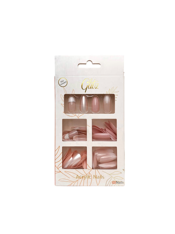 Glitz Acrylic False Nails 4 Shapes Ombre Colors with Liquid Glue, File and 96 Pieces