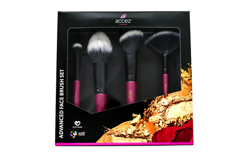 Accez Advanced Face Brush Set Synthetic Makeup Brushes 4 Pieces