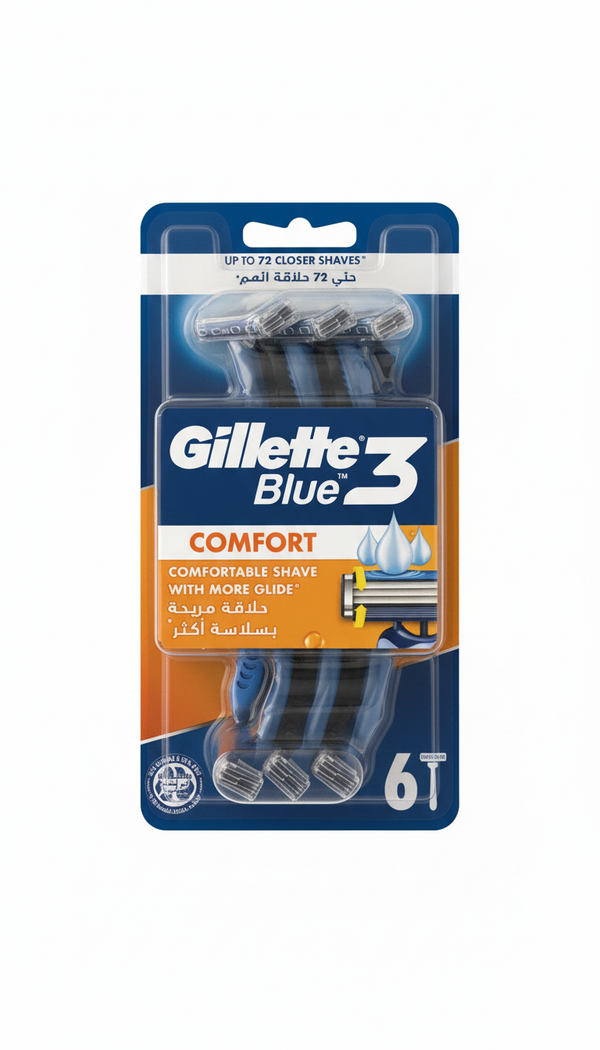Gillette Blue 3 Disposable Razors Moisturizing Strip 6 Pieces
