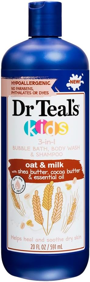 Dr Teal's Kids 3-In-1 Bubble Bath Body Wash Shampoo Oat & Milk