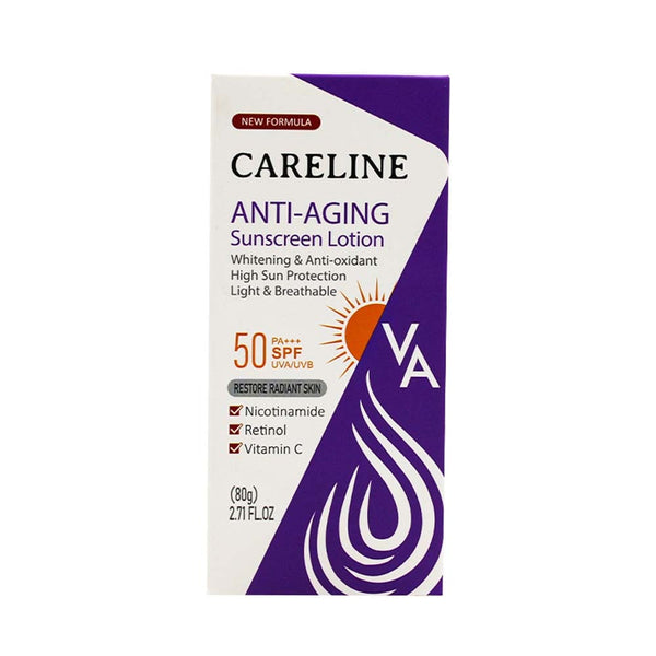 Careline Anti-Aging Sunscreen Lotion SPF 50 Facial and Body Lotion, 80 g